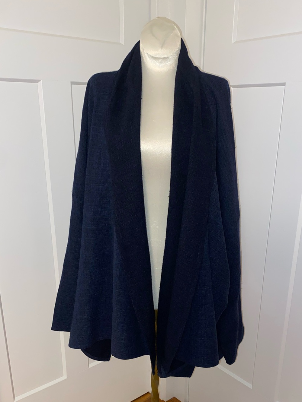 eskandar basketweave‎ wool Navy blue Open-Front oversized cardigan sweater Small